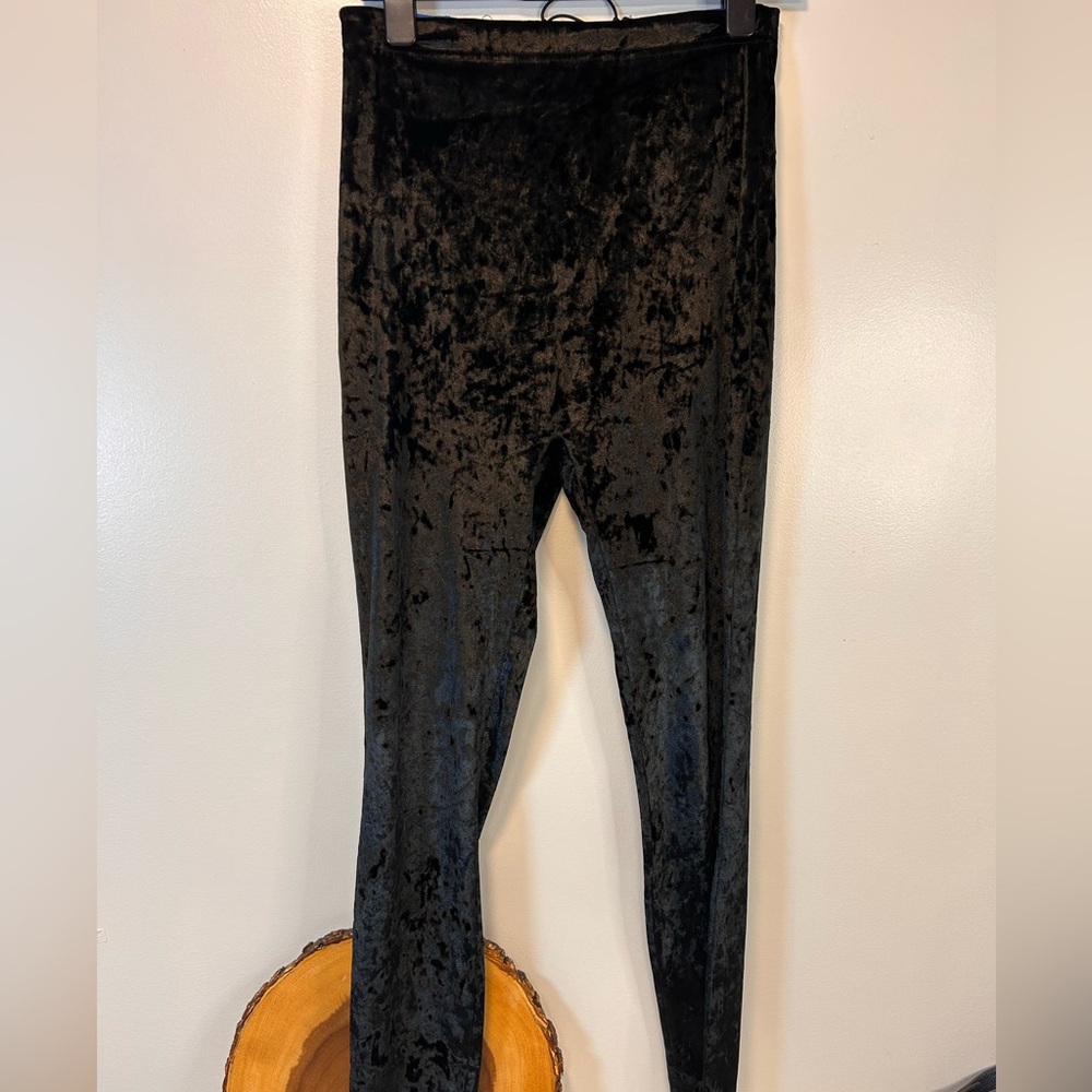 Yitty Plusshy Shaping High Waist Leggings Crushed Velvet Black Women's XL
